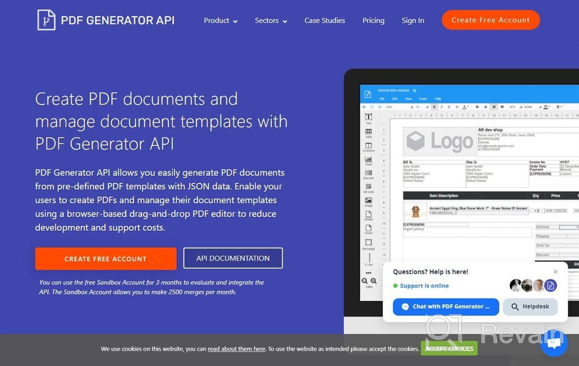 img 1 attached to PDF Generator API review by Will Ridpath