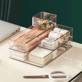 img 1 attached to Organize Your Desk Drawers With MineSign 4Pack Plastic Makeup & Flatware Organizers!
