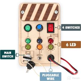 img 3 attached to 🦕 DINORUN Монтессори занятости Доска Сенсорная Игрушка для малышей 1-3: Светящиеся кнопки LED, Вставляемые Провода, Образовательная обучающая игрушка для мальчиков и девочек