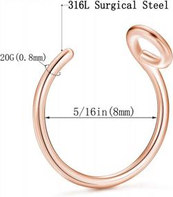 img 1 attached to 20G Faux Septum Piercing Fake Nose Hoop Rings - 8Mm Surgical Steel Non-Piercing Clip On Moon Jewelry For Lip, Ear & Face