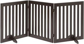 img 4 attached to 🐾 Freestanding Wooden Pet Gate with 2PCS Support Feet - Foldable Dog Safety Fence for Doorways, Stairs, and Indoor Use - Espresso - by beeNbkks