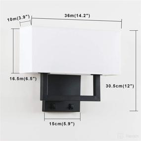 img 3 attached to 🔦 Permo Wall Sconce Light Fixture: Stylish Black Finish with White Textile Shades, On/Off Switch Button – Ideal for Living Room, Bedside, Nightstand