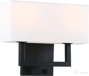 img 2 attached to 🔦 Permo Wall Sconce Light Fixture: Stylish Black Finish with White Textile Shades, On/Off Switch Button – Ideal for Living Room, Bedside, Nightstand