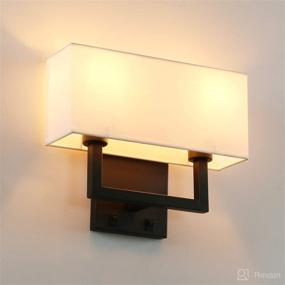 img 4 attached to 🔦 Permo Wall Sconce Light Fixture: Stylish Black Finish with White Textile Shades, On/Off Switch Button – Ideal for Living Room, Bedside, Nightstand