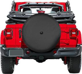img 1 attached to Soft JL Tire Cover for Jeep Wrangler JL (with Back-up Camera) - Sport & Sahara (2018-2021) - 32 inch - Black Denim Vinyl - Integrated Camera Hood
