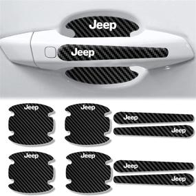 img 4 attached to 🚙 High-Quality 3D Carbon Fiber Protection Film for Jeep Grand Cherokee Wrangler Compass Cherokee - 8Pcs Anti-Scratch Invisible Car Door Handle Stickers with Anti-Collision Protection