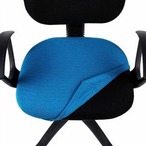 img 1 attached to Ocean Blue Stretch Jacquard Chair Seat Covers For Office Computer Chairs - Removable, Washable, Anti-Dust Seat Cushion Protectors