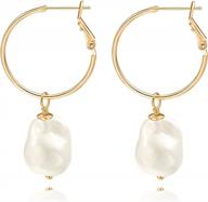 handmade gold hoop earrings with charms and fashionable pearl drops - elegant karma circle jewelry for women. lightweight pearl earrings perfect for christmas gifts! logo