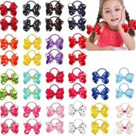 ayesha 40pcs hair ties: stylish ponytail bows for girls - cute toddler rubber bands & grosgrain ribbon hair accessories логотип