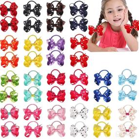 img 4 attached to Ayesha 40Pcs Hair Ties: Stylish Ponytail Bows for Girls - Cute Toddler Rubber Bands & Grosgrain Ribbon Hair Accessories