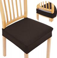 smiry эластичные жаккардовые чехлы на сиденья стула, съемные моющиеся противопылевые чехлы для защиты сидений стула для столовой, без задних чехлов - набор из 6, коричневый логотип