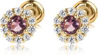 💎 dazzling brilliance: 14k yellow gold halo birthstone screw back stud earrings logo