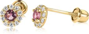 img 3 attached to 💎 Dazzling Brilliance: 14k Yellow Gold Halo Birthstone Screw Back Stud Earrings