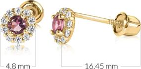 img 2 attached to 💎 Dazzling Brilliance: 14k Yellow Gold Halo Birthstone Screw Back Stud Earrings