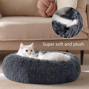 img 3 attached to 🐶 CozyLux Calming Dog Beds: Perfect Anti-Anxiety Solution for Small-Medium Dogs and Cats - Round Donut Shape, Machine Washable