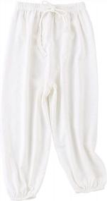 img 4 attached to 12M-7T PAUBOLI Baby Soft Slub Cotton Harem Pants - Long Bloomers For Boys & Girls