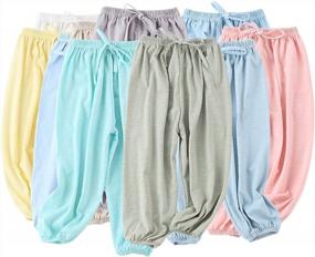 img 2 attached to 12M-7T PAUBOLI Baby Soft Slub Cotton Harem Pants - Long Bloomers For Boys & Girls