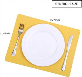 img 2 attached to U'Artlines Silicone Placemats, Set Of 4 Reusable Heat Resistant Non-Slip Table Place Mats Waterproof For Dining Table (4Pcs, Yellow)