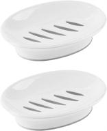 🧽 wyok 2-pack soap dish: drain soap holder for clean and dry soap in shower, bathroom, kitchen - white logo