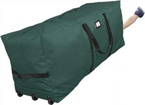 img 3 attached to Extra Large Heavy Duty Rolling Christmas Tree Storage Bag With Wheels And Handles - Fits 9 Ft Disassembled Trees, 600D Oxford Material, 28" H X 16.5" W X 60" L, Green Color