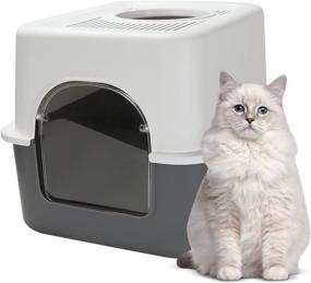 img 4 attached to Large Grey RIZZARI Portable Cat Litter Box with Lid - Top Entry, Enclosed Design for Anti-Splashing and Easy Installation