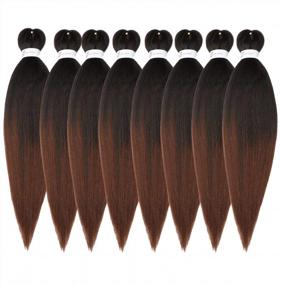 img 4 attached to 14In Ubeleco Pre-Stretched Braiding Hair - 8 Packs Ombre, Yaki Synthetic Hot Water Setting & Easy To Install!