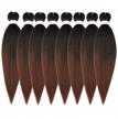14in ubeleco pre-stretched braiding hair - 8 packs ombre, yaki synthetic hot water setting & easy to install! logo