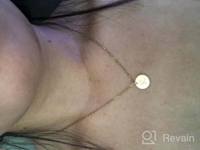 img 1 attached to Personalized Initial Necklace - 14K Gold Plated Round Disc Letter Pendant with 🌟 Engraved Hammered Design, Adjustable Chain and Double-Sided Customization - Perfect Pendant Enhancers for Name Necklaces review by Jeremy Gaines