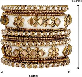 img 1 attached to Aheli Ethnic Handmade Silk Thread Faux Stone Studded Bangle Set Chuda Indian Wedding Wear Fashion Jewelry For Women