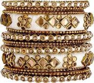 aheli ethnic handmade silk thread faux stone studded bangle set chuda indian wedding wear fashion jewelry for women logo
