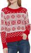 anna-kaci women's reindeer and snowflake patterned christmas sweater pullover with long sleeves logo