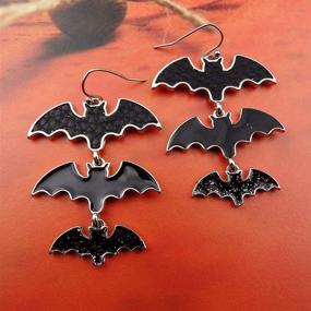 img 1 attached to Gothic Glam: RareLove'S Black Bat Dangle Earrings For Women & Girls – Perfect Halloween Costume Accessories