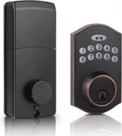 oil-rubbed bronze finish electronic deadbolt with keyless keypad for exterior and front doors - motorized auto-locking, entry door locks by decoriten logo