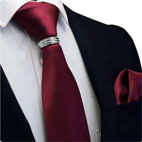 img 4 attached to GUSLESON 3.15" 8Cm Solid Color Men'S Necktie, Pocket Square & Tie Collar Clasp Set + Gift Box