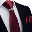 gusleson 3.15" 8cm solid color men's necktie, pocket square & tie collar clasp set + gift box logo