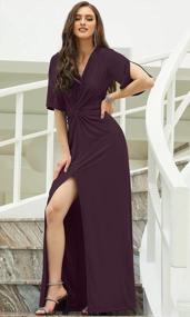 img 2 attached to KOH KOH Women's Long/Short Sleeve V-Neck Maxi Dress: Sexy, Slimming & Casual for Summer