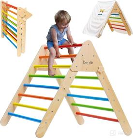 img 4 attached to 🏔️ Driddle Climbing Triangle with Tent: Safe & Colorful Wooden Climbing Toys for Toddlers & Baby - X-Large Foldable Indoor Gym for Kids - CPSIA Certified