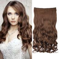 reecho 18 "1-pack 3/4 full head curly wavy clips in on synthetic hair extensions hairpieces for women 5 clips 4.0 oz per piece - medium warm brown логотип