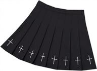 юбка черного панк-креста женщин плиссированная мини-юбка с цепным поясом логотип