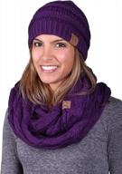 womens infinity scarf and slouchy knit beanie set - stylish and cozy winter wear by funky junque logo