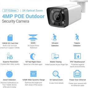 img 3 attached to 4MP PoE IP Bullet Security Camera With 5X Optical Zoom, 2.7Mm~13.5Mm Motorized Lens, 197Ft IR Night Vision, 128GB SD Card Slot, IP67 Waterproof Outdoor Surveillance Camera - VIKYLIN Starlight