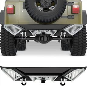 img 4 attached to Off-Road Rear Bumper Kit With Hitch Receiver & D-Rings For 1987-2006 Jeep Wrangler TJ & YJ By OEDRO