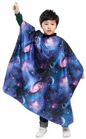 img 4 attached to Starry Sky Space Printed Barber Cape For Children'S Haircuts, Styling, And Shampooing