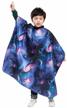starry sky space printed barber cape for children's haircuts, styling, and shampooing logo