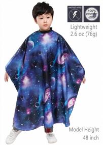 img 2 attached to Starry Sky Space Printed Barber Cape For Children'S Haircuts, Styling, And Shampooing