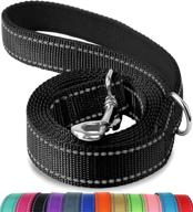 reflective dog leash, double-sided 6/5/4ft nylon lead with padded handle for medium & large dogs - perfect for walking and training - black логотип