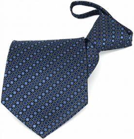 img 1 attached to Stylish Zipper Tie: TieMart'S Brilliant Blue Marie Square Pattern Design