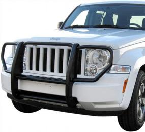 img 2 attached to MaxMate Premium Compatible With 2008-2011 Jeep Liberty Grille Saver Bumper Brush Guard Black WBJ709B