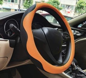 img 4 attached to Universal Car Leather Steering Wheel Cover