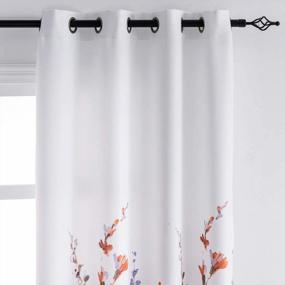 img 3 attached to Kotile Purple Floral Print Curtains - Grommet Top Room Darkening Thermal Insulated Living Room Drapes, 84 Inches Long (2 Panel Sets, 52 X84 Inch)
